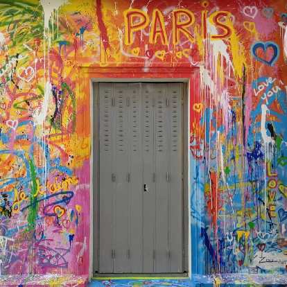Photo: Paris graffiti art in the Montmartre area.