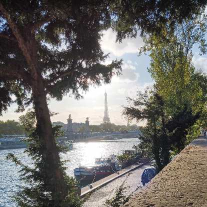 The Eiffel Tower as seen from Port de la Concorde. The Eiffel Tower as seen from Port de la Concorde.