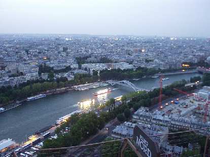 Northeastern view of the Seine and the City of Lights, as Paris is known.