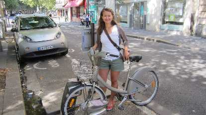 Katia and a Velib' city bike. (08 Aug 2013)