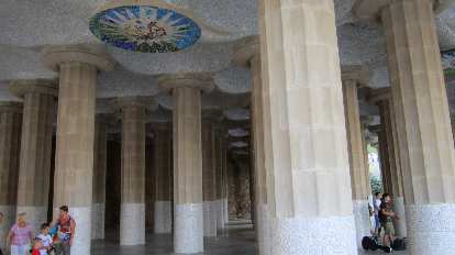 Columns and ceiling art at Parc G