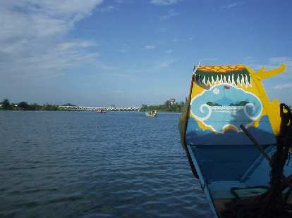 Cruising on a dragon boat on the Perfume River.