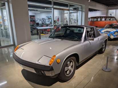 A silver Porsche 914.