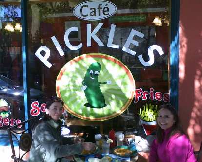 Having breakfast at Cafe Pickles in Flagstaff before heading to the Petrified Forest.