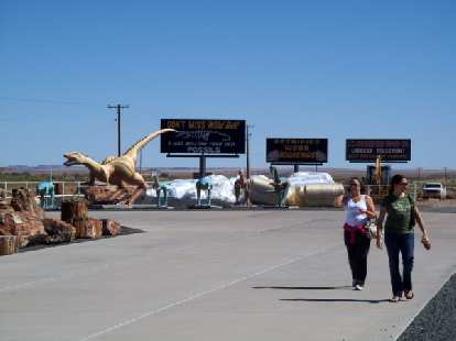 Raquel and Tori walking towards a shop in the Petrified Forest. Raquel and Tori walking towards a shop in the Petrified Forest.