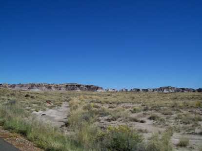 Approaching some sediment formations in the Petrified Forest.  Hard to imagine this was a forest at one point.