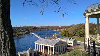 The Fairmount Water Works on the Schuylkill River, as sen from Fairmount Park. It used to be the source of Philadelphia's water supply.