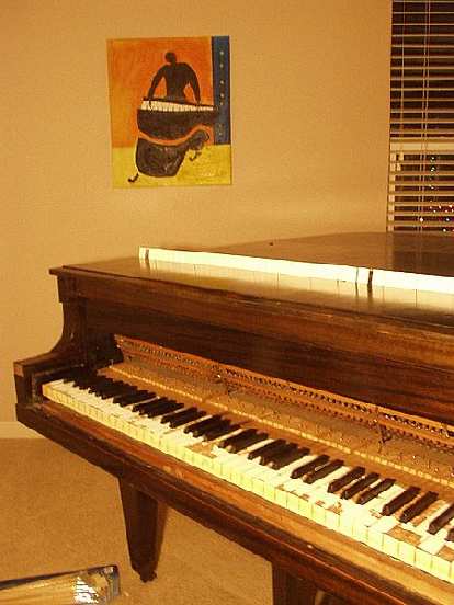 The piano, with no keytops.