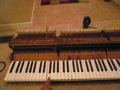 The piano keyboard removed from my 1924 Chicago Cable Company baby-grand piano.