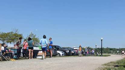 The aid station was located at the beginning of each lap and well-stocked with water and Gatorade. The aid station was located at the beginning of each lap and well-stocked with water and Gatorade.