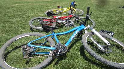 Our bikes in primary colors.