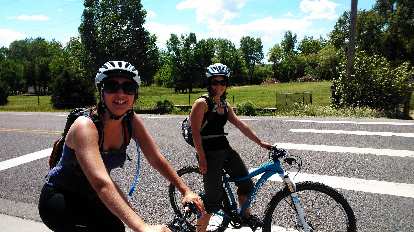 Diana and Lauren on Diana's first off-road mountain bike ride ever.