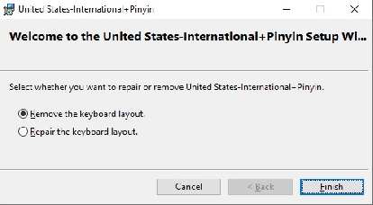 Removing the United States-International+Pinyin keyboard. Removing the United States-International+Pinyin keyboard.