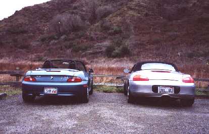 German Art meets "Brit Boxster" at the parking lot just south of the Coast Trail. German Art meets "Brit Boxster" at the parking lot just south of the Coast Trail.