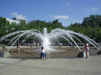 Fountains by the river. Fountains by the river.