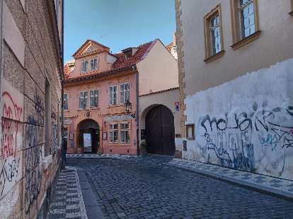 Alleyway on the west side of the Vltava River in Prague 1. Alleyway on the west side of the Vltava River in Prague 1.