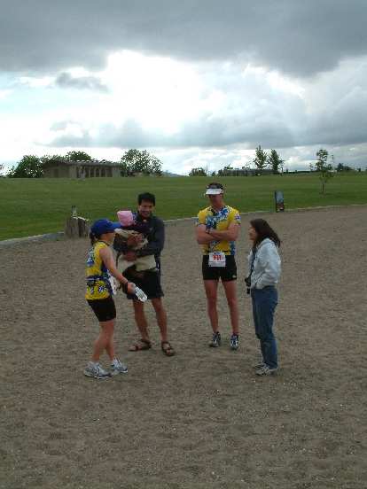 Sharon, Samantha, Everitt, Gary, and Janette after the race. Looked like they had a good time in Fremont's only tri. Photo: Peter Gonscherowski. Sharon, Samantha, Everitt, Gary, and Janette after the race. Looked like they had a good time in Fremont's only tri.