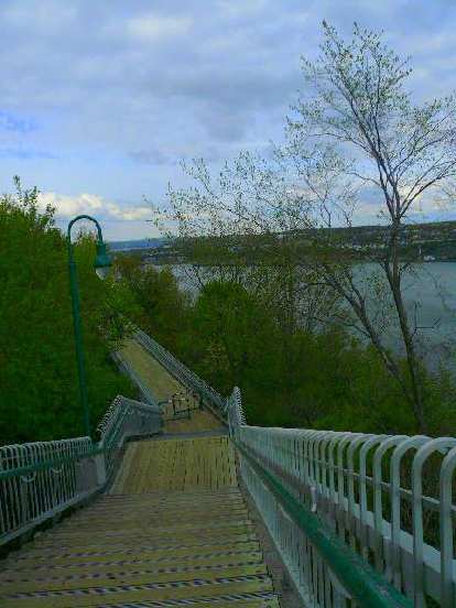 Walking down some steps by the St. Lawrence River. stair steps by St. Lawrence River in Quebec City