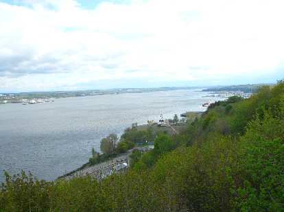 The Saint Lawrence River. view of the Saint Lawrence River as viewed from a treed hillside
