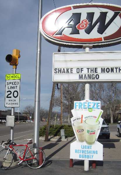 The A&W Root Beer restaurant in Berthoud, Colorado. Photo: A&W restaurant in Berthoud, Colorado.