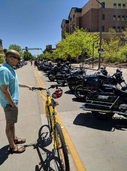 Manuel and I rode bikes from my place to the Realities Ride & Rally. Here he is with my yellow 1996 Cannondale F700. Manuel and I rode bikes from my place to the Realities Ride & Rally. Here he is with my yellow 1996 Cannondale F700.