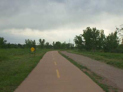 [Mile 184, 7:01 p.m.] On the Platte Greenway in Littleton.