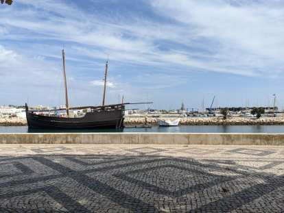 An old ship at the harbor in Lagos, Portugal.