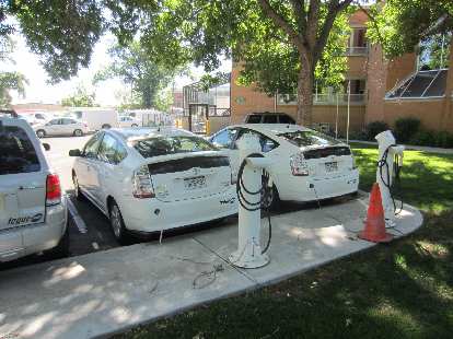 Meters away from the finish was the City of Fort Collins' electric charging stations for plug-in Toyota Priuses. Meters away from the finish was the City of Fort Collins' electric charging stations for plug-in Toyota Priuses.