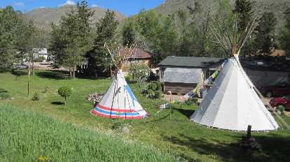 Teepees in the Poudre Canyon alongside Highway 14. Teepees in the Poudre Canyon, Highway 14, Colorado