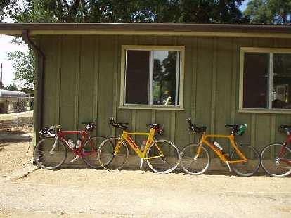 [Mile 65, 1:53 p.m.] Our bikes: Canny and Steve and Everitt's tri bikes.