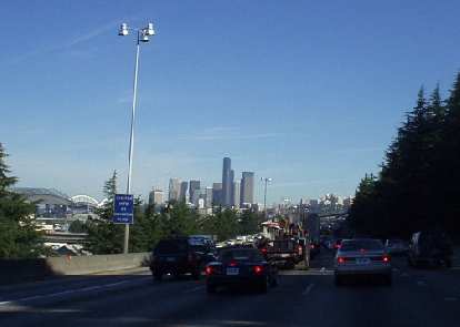 Traffic going into Seattle in the morning is pretty horrendous. At least there's a nice skyline to look at. Traffic going into Seattle in the morning is pretty horrendous. At least there's a nice skyline to look at.