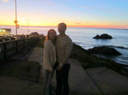 With my sweetie and sunset and rocks.