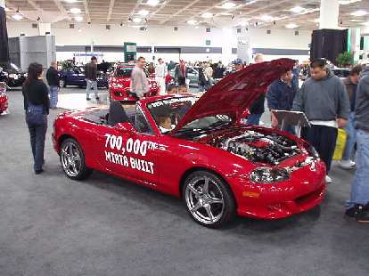 At under $20k, the Solstice will be good competition for the Mazda Miata.  Shown here is the 700,000th Miata produced--a car that has totally gained my respect and appreciation for over the years.