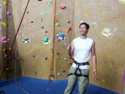 Felix Wong about to climb. Photo: Alyssa Umsawasdi. Felix Wong about to climb.