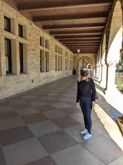 Andrea at the Quad at Stanford University.