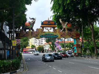 The colorful gate on Seragoon Rd. at the southwest end of Little India, Singapore. The colorful gate on Seragoon Rd. at the southwest end of Little India, Singapore.
