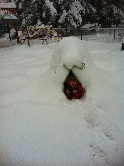 My friend Charis sent me this photo of her son in his igloo. Apparently, he wanted to sleep in it.