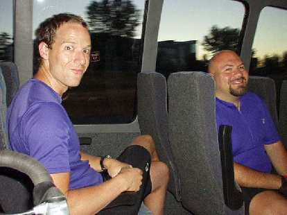 Kevin and Mike on the bus. As you can imagine, there was plenty of room for the three of us AND our bikes!