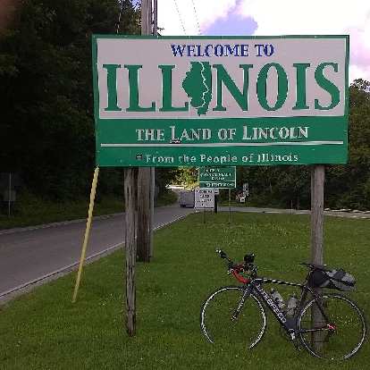 black 2010 Litespeed Archon C2, Illinois, the Land of Lincoln sign