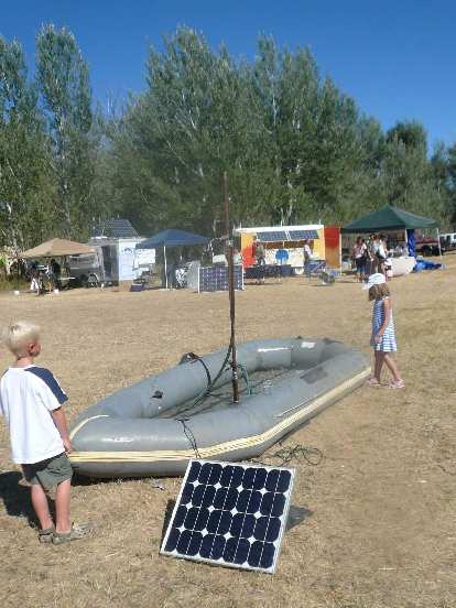 A raft with a solar-powered spigot was popular with the kids, many of whom jumped in. A raft with a solar-powered spigot was popular with the kids, many of whom jumped in.