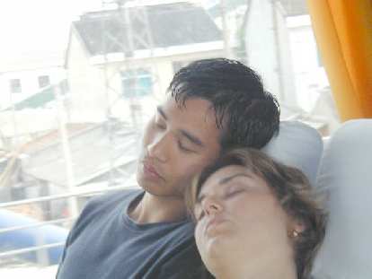 Caught, napping: Felix Wong and Karen together on the bus to/from Suzhou.
