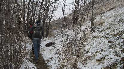 When we hiked in it was still foggy with snow on the ground, but fortunately it eventually became sunny. When we hiked in it was still foggy with snow on the ground, but fortunately it eventually became sunny.