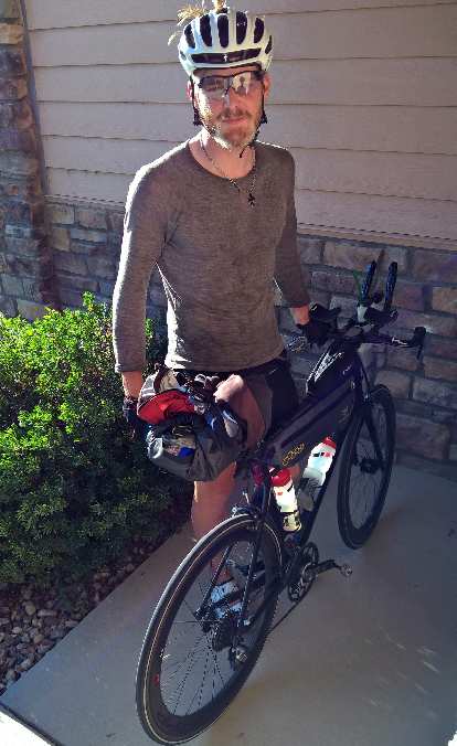 Michael Wacker arrives at my doorstep after abandoning the 2016 Trans Am Bike Race.