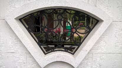 Wall window detail outside the National Chiang Kai-shek Memorial Hall in Taipei, Taiwan.