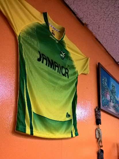 Jamaica jersey at Nicolette's Caribbean Café in Tampa, Florida.