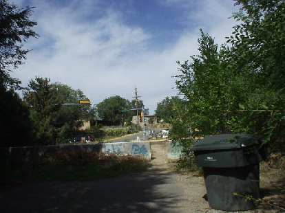 Guardrail in a residential neighborhood with graffiti... Guardrail in a residential neighborhood with graffiti...