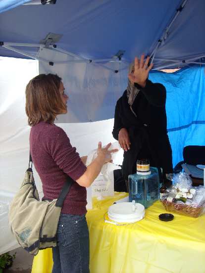 Apparently I was not being covert enough while taking this photo of Leah exfoliating her hands.