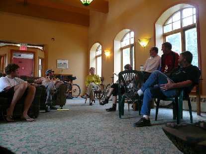 The night before the start of the race in Banff, MTB legend John Samsted gave a talk to the racers.