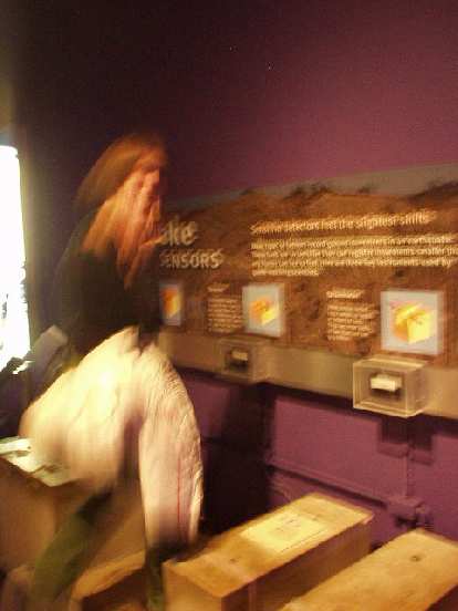 Witness Kat even joining in the fun, here at a seismometer exhibit.