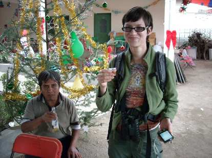 We crashed a fiesta for las posadas. Some men gave us shots of mezcal, and then the women gave us some too. We crashed a fiesta for las posadas. Some men gave us shots of mezcal, and then the women gave us some too.